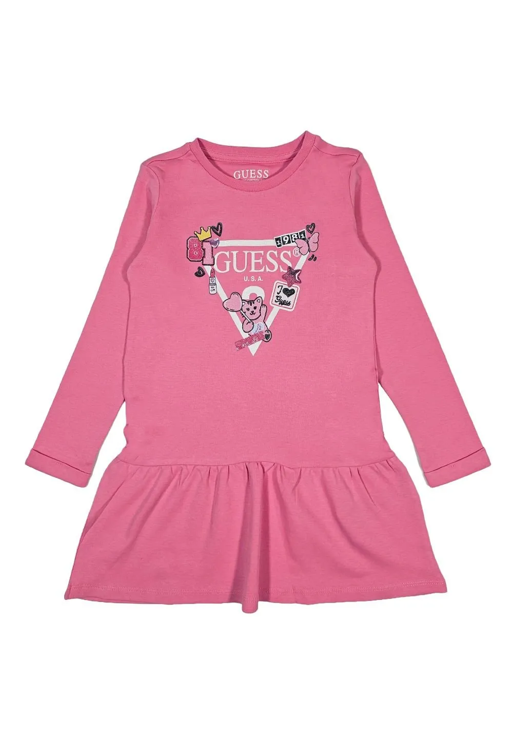 Guess Kids Logo Printed Flared Skirt Dress