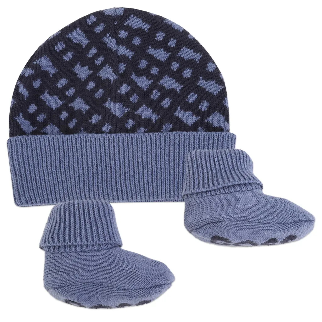 Hugo Boss Kids Monogrammed Hat And Slippers Set
