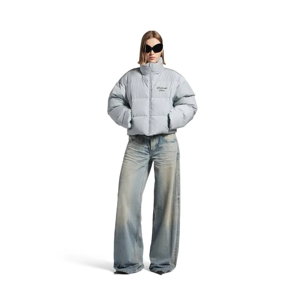 Cursive Cropped Puffer