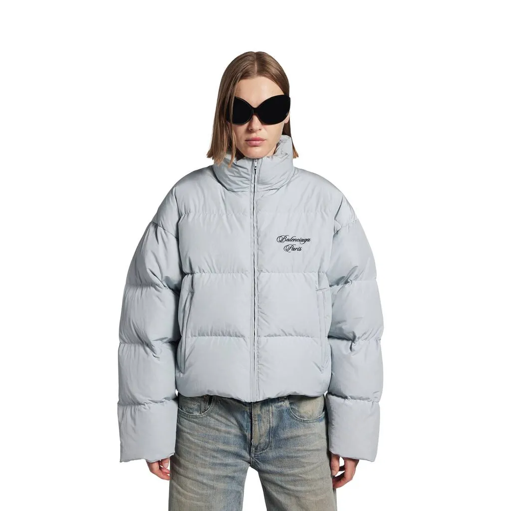 Cursive Cropped Puffer
