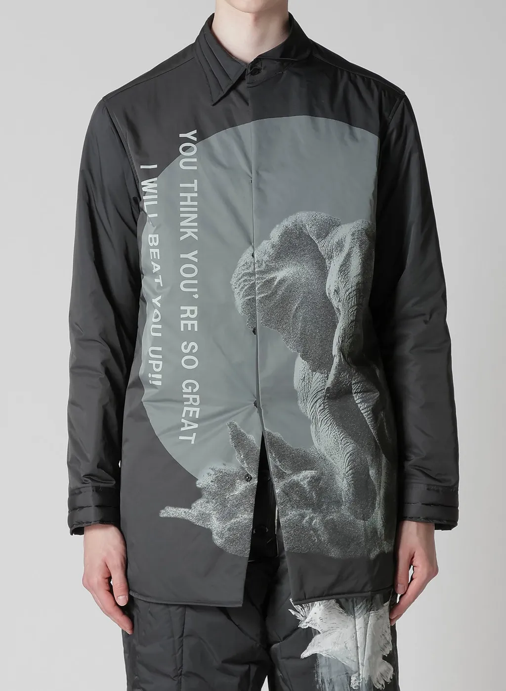 Elephant Message Printed Padded Collar Blouse
