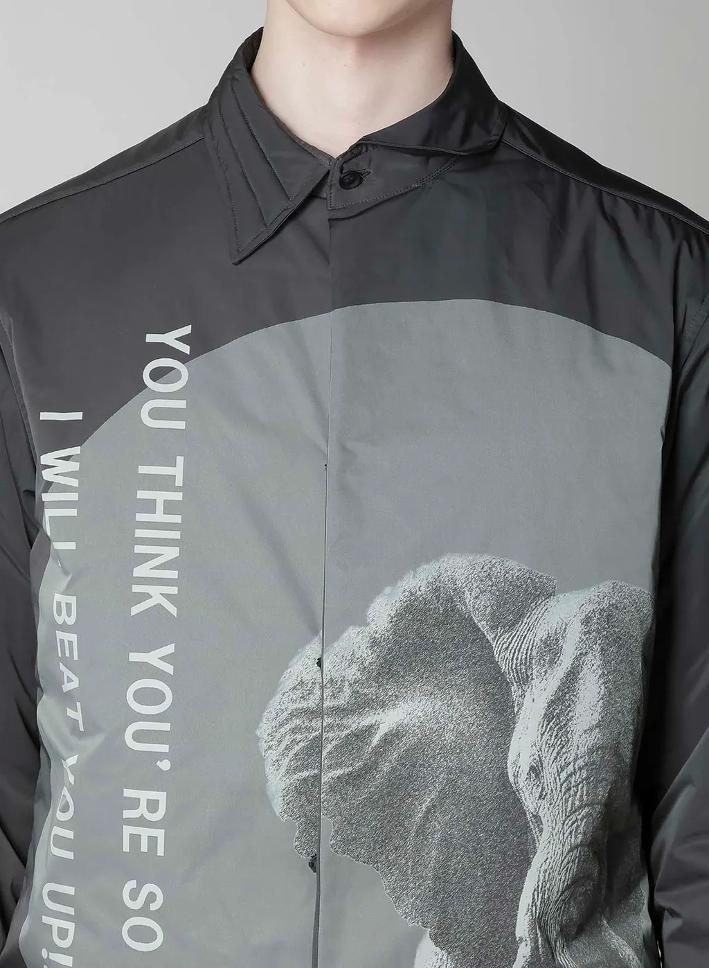 Elephant Message Printed Padded Collar Blouse
