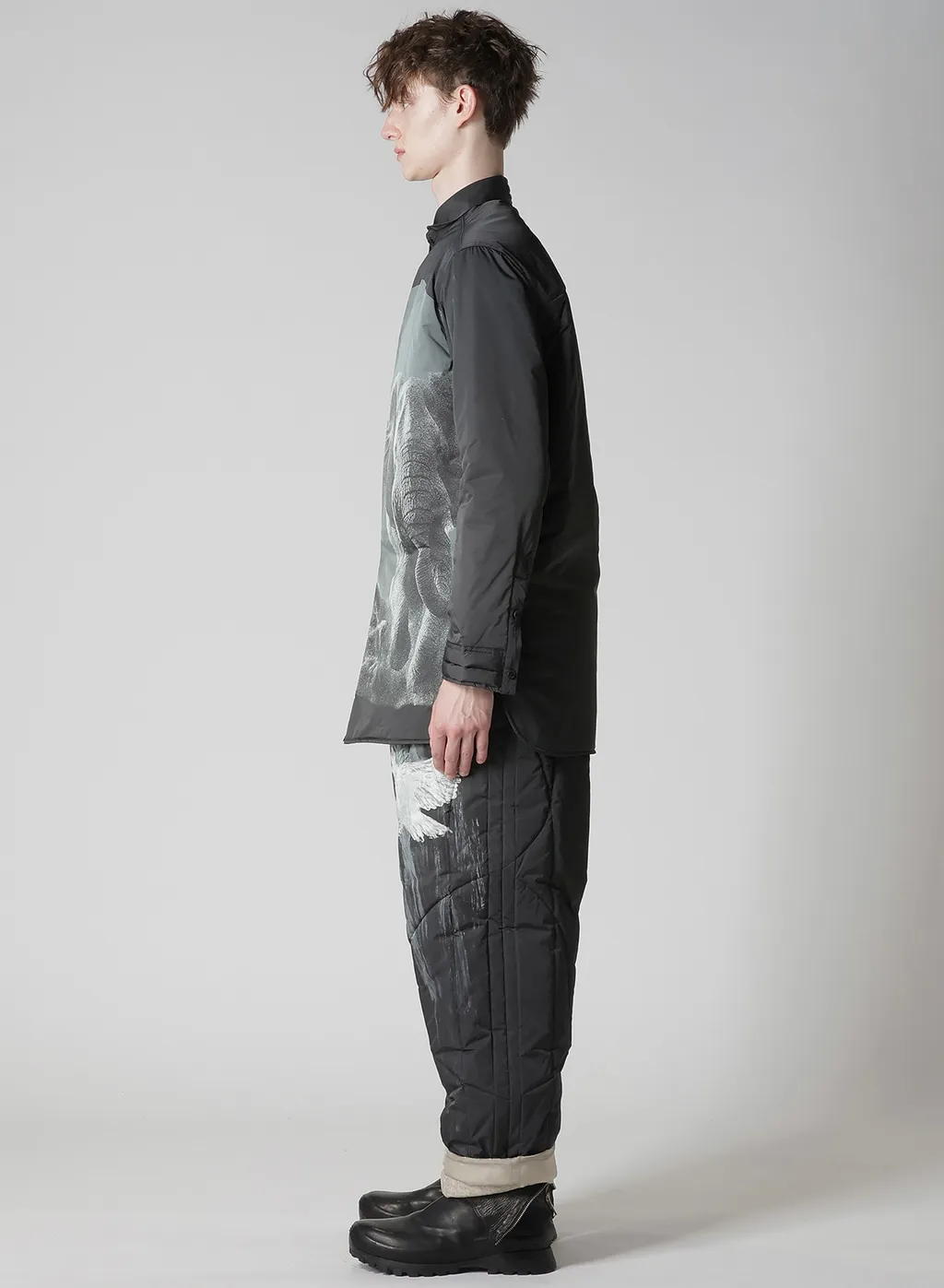 Elephant Message Printed Padded Collar Blouse