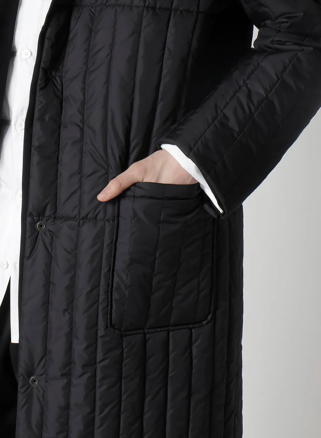 Wool Gabardine 4 Buttons Long Jacket With Liner