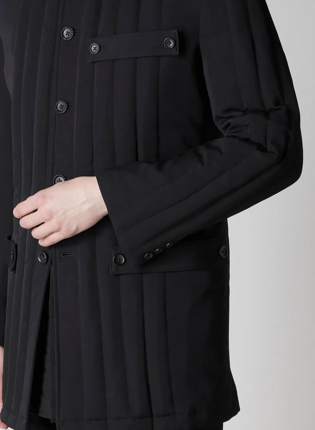 Wool Gabardine Tab Detail Paded Jacket