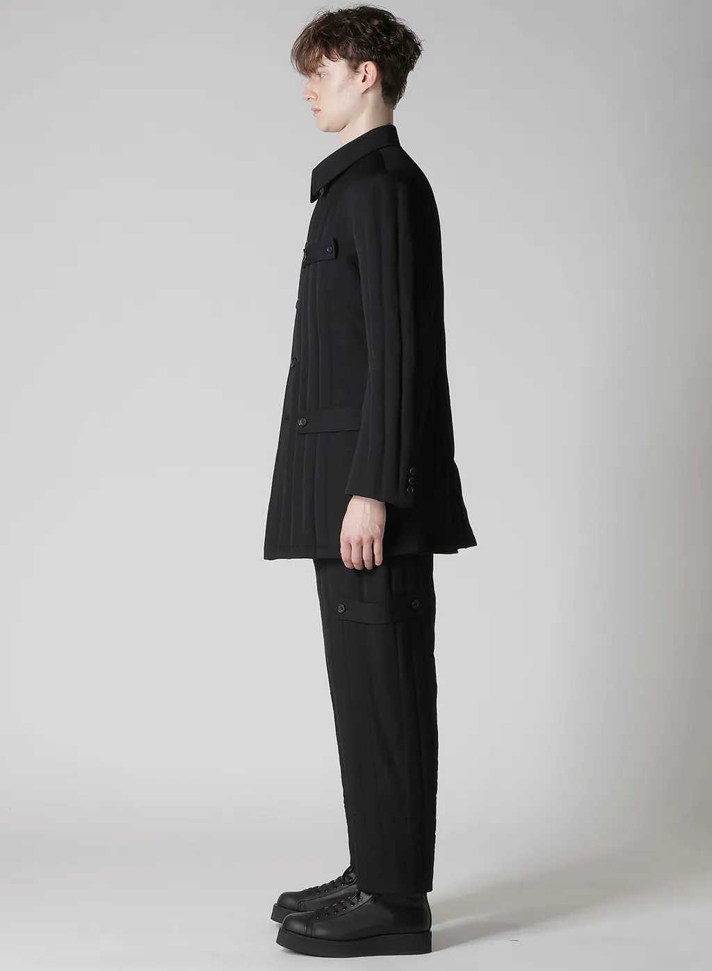 Wool Gabardine Tab Detail Paded Jacket