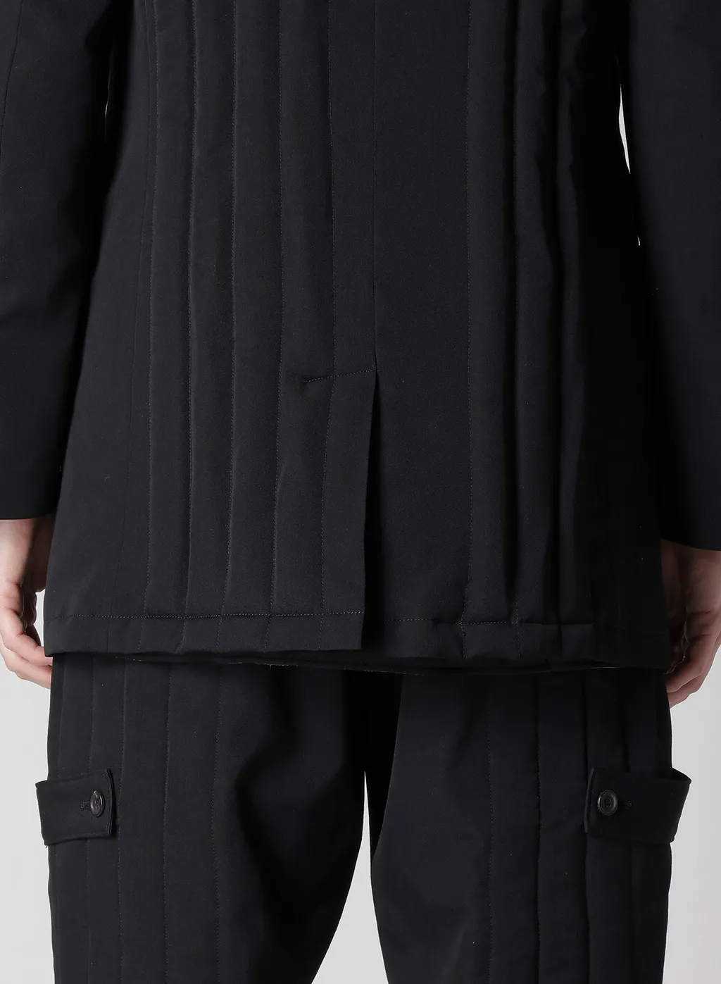 Wool Gabardine Tab Detail Paded Jacket