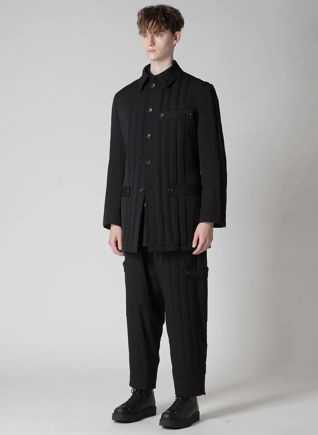 Wool Gabardine Tab Detail Paded Jacket