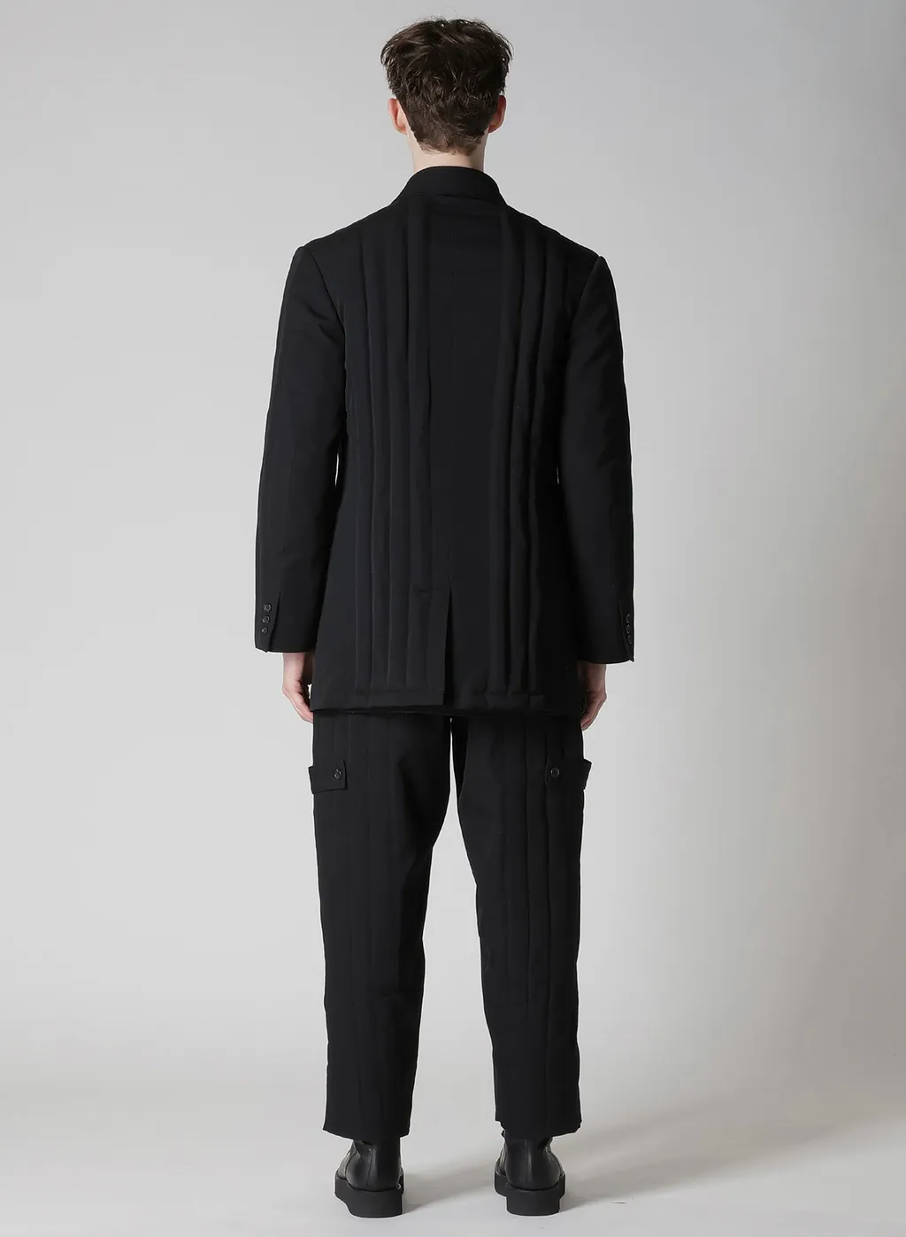 Wool Gabardine Tab Detail Paded Jacket