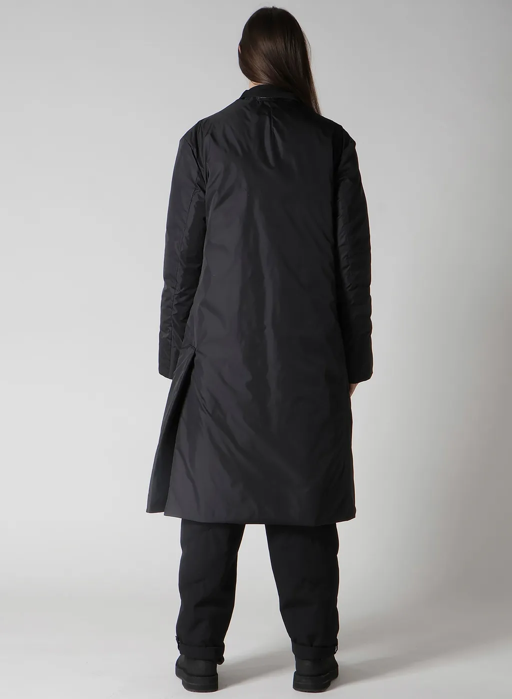 Wool Gabardine 3Buttons Diagonal Padded Long Jacket