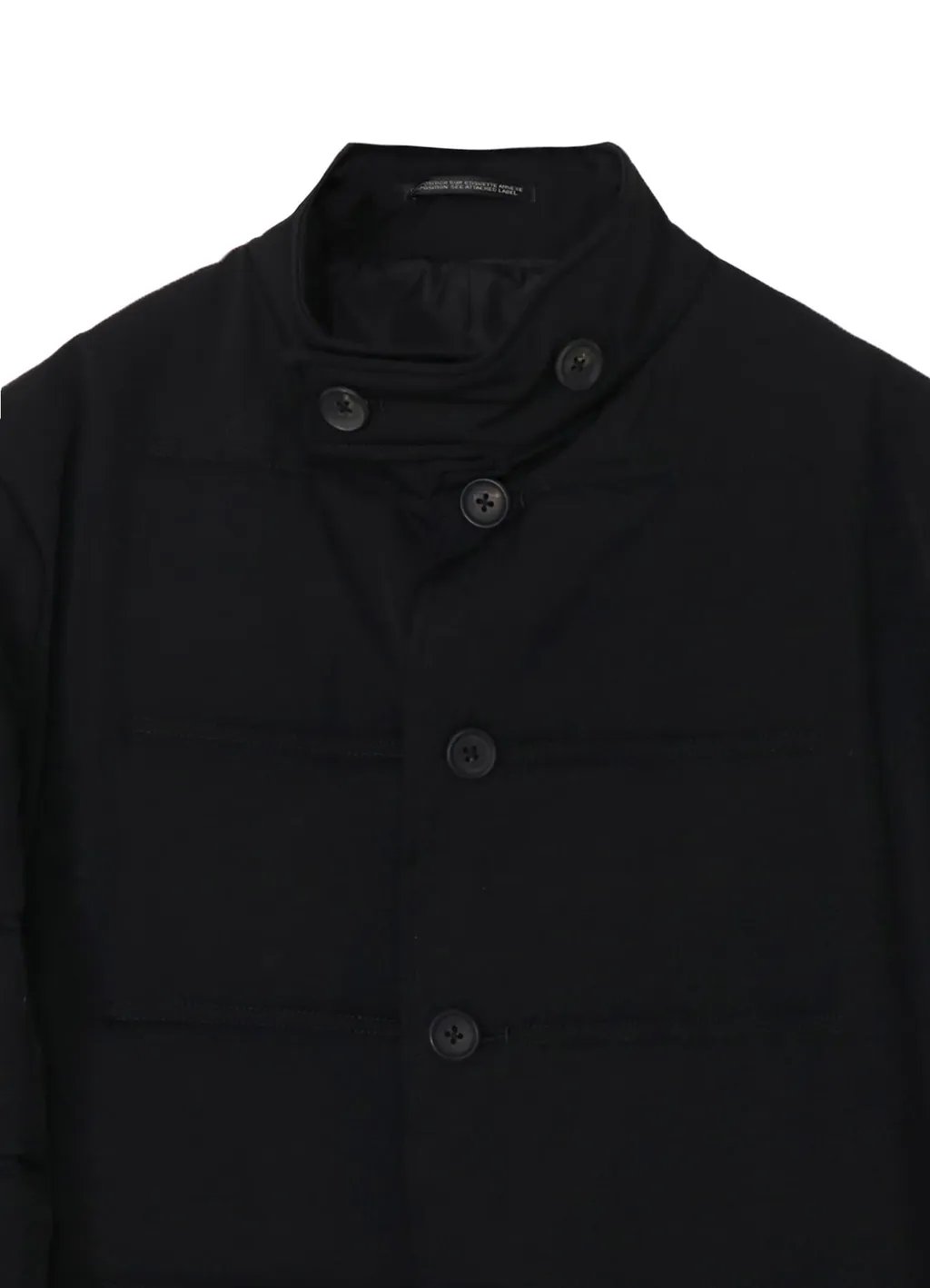 Wool Gabardine Horizontal Padded Long Jacket