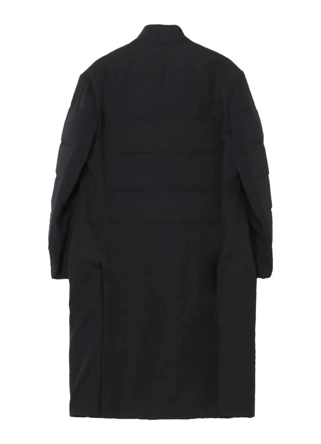 Wool Gabardine Horizontal Padded Long Jacket