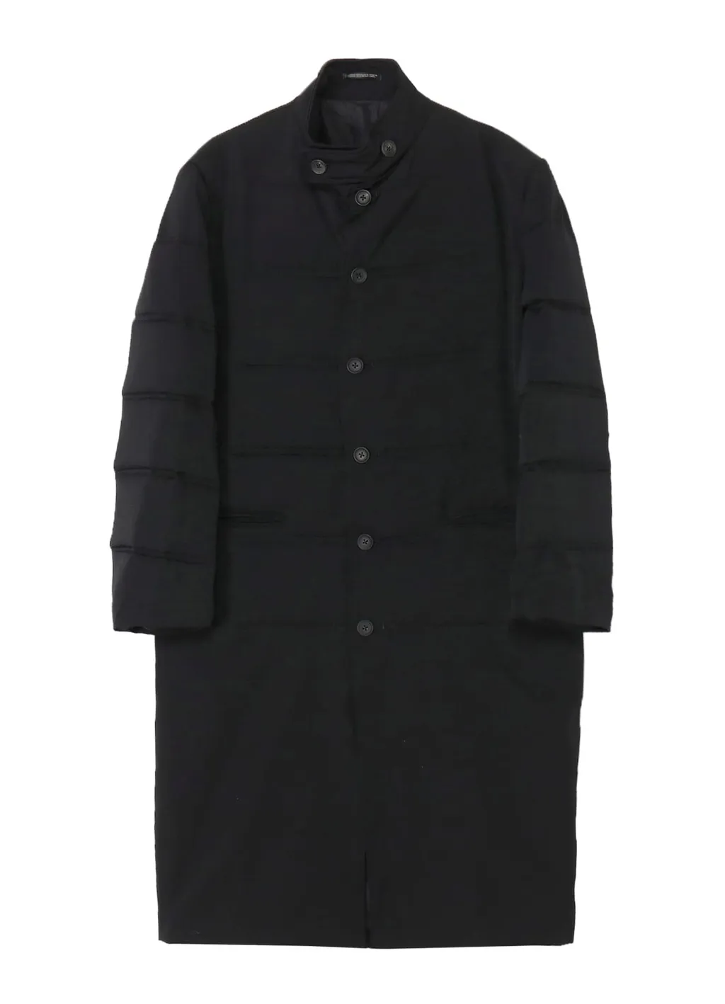 Wool Gabardine Horizontal Padded Long Jacket