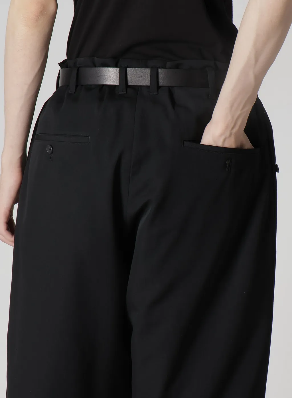 Wool Gabardine Hem String Pants With Nylon Liner