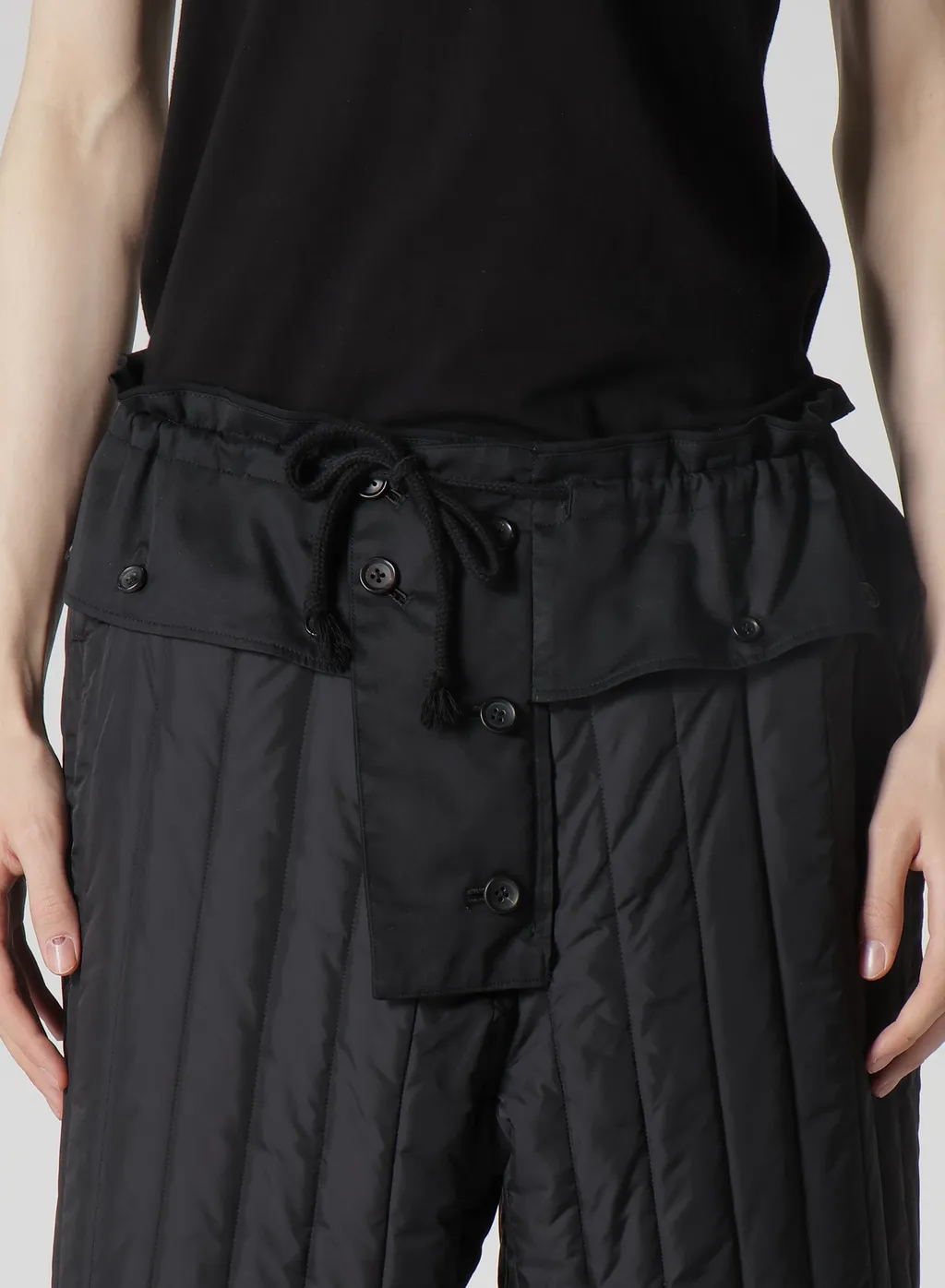 Wool Gabardine Hem String Pants With Nylon Liner