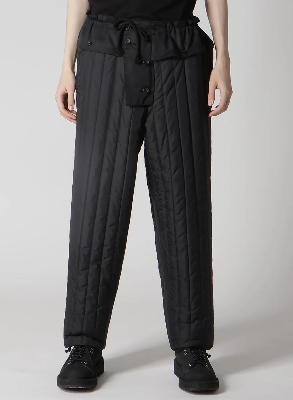Wool Gabardine Hem String Pants With Nylon Liner