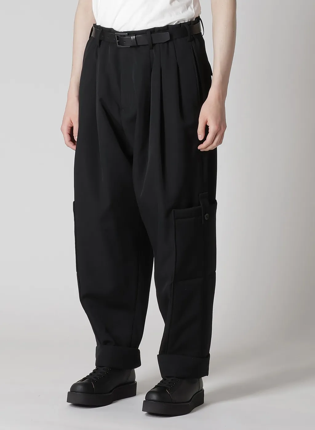 Wool Gabardine Outer Pocket Pants