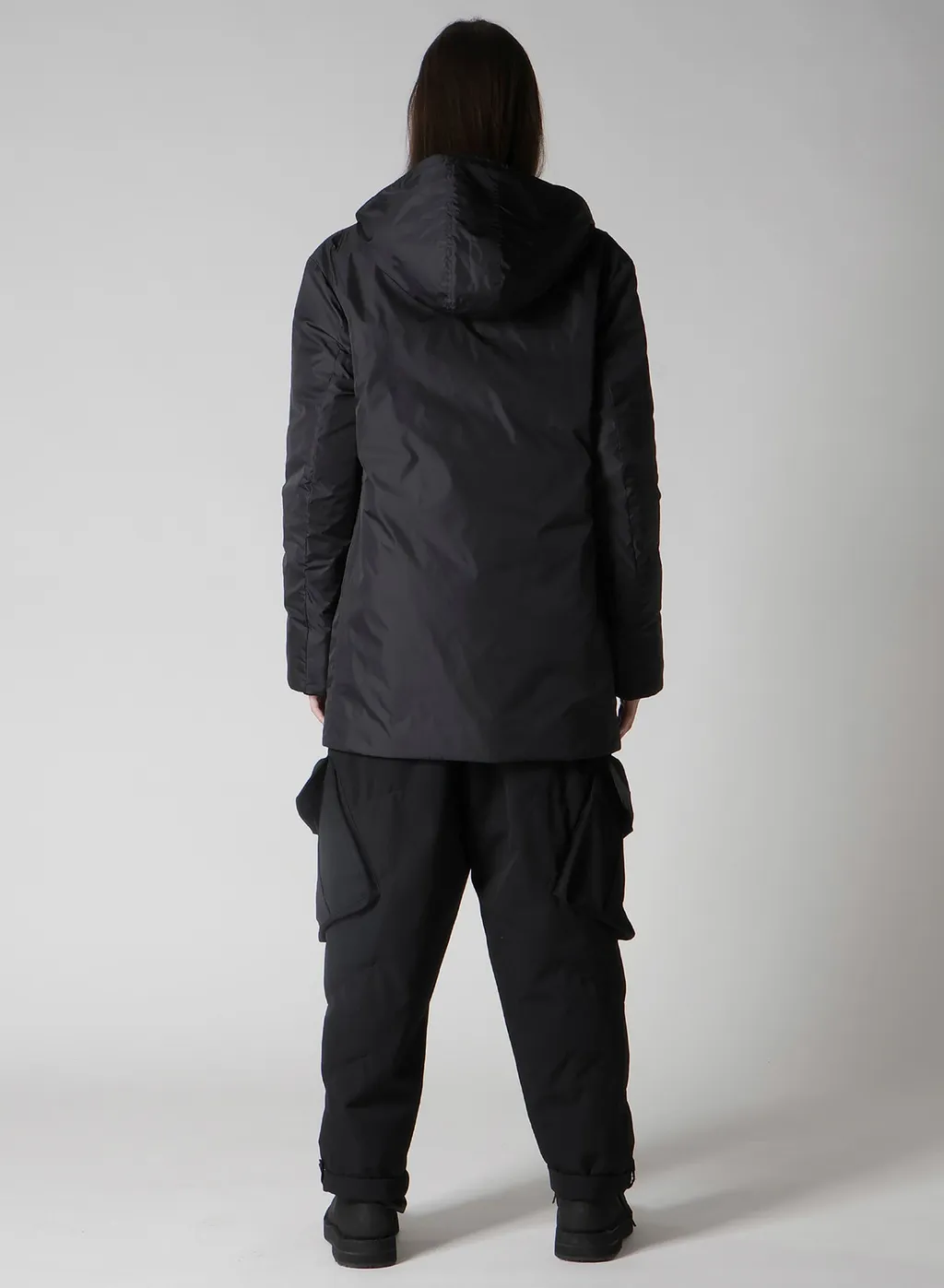 Wool Gabardine Diagonal Padded Hooded Jacket