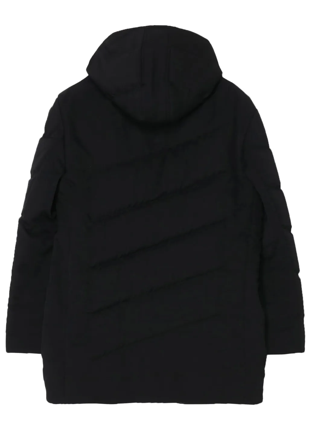 Wool Gabardine Diagonal Padded Hooded Jacket