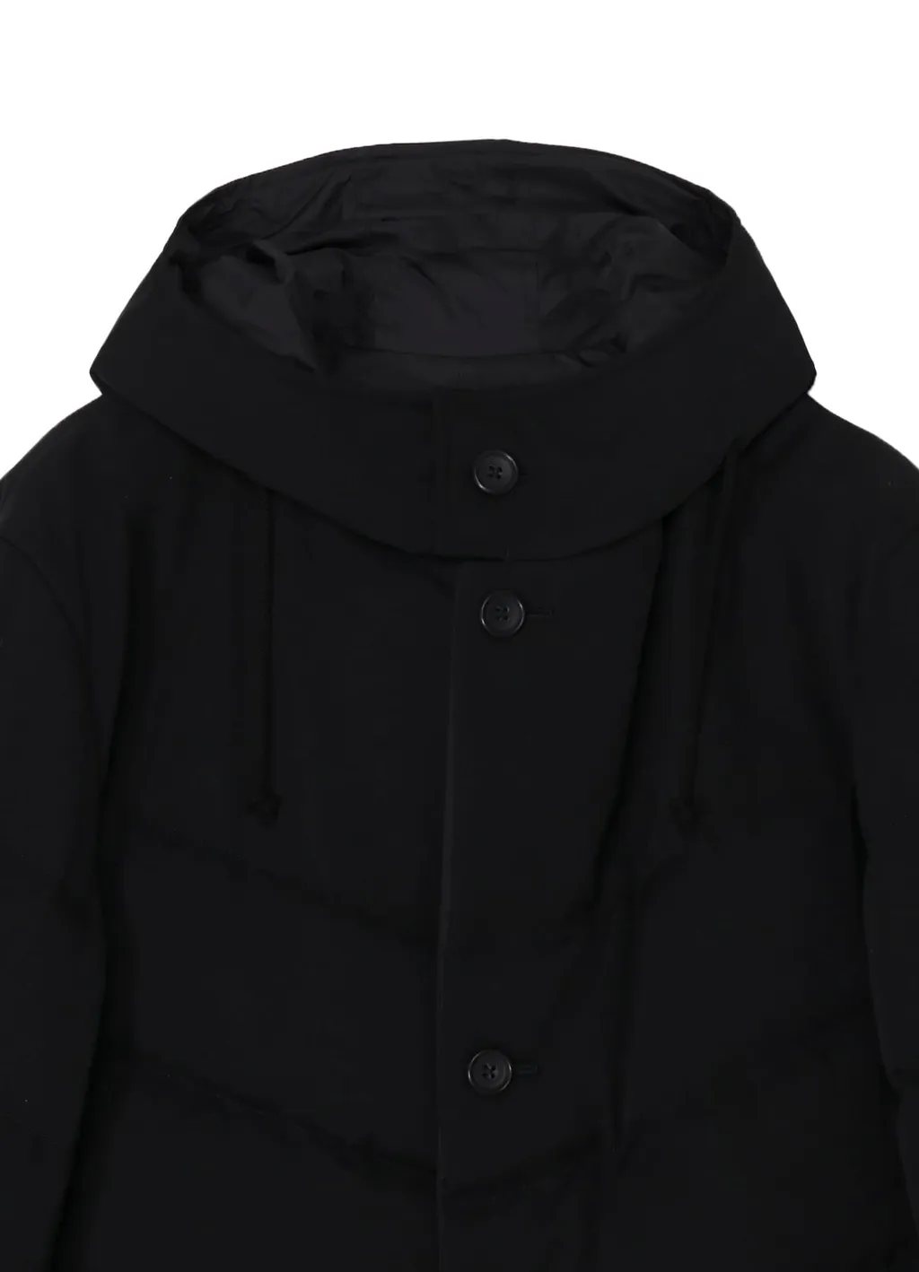 Wool Gabardine Diagonal Padded Hooded Jacket