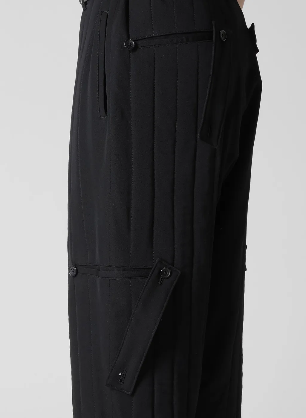 Wool Gabardine Tab Detail Padded Pants