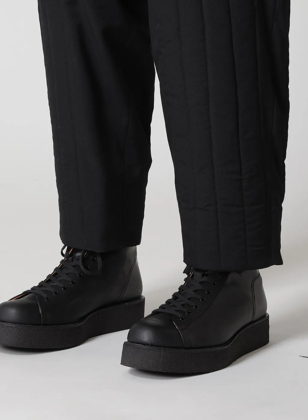 Wool Gabardine Tab Detail Padded Pants