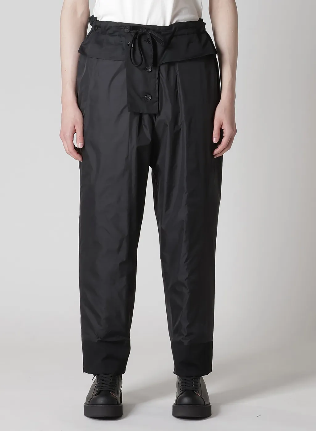 Wool Gabardine Tab Detail Padded Pants