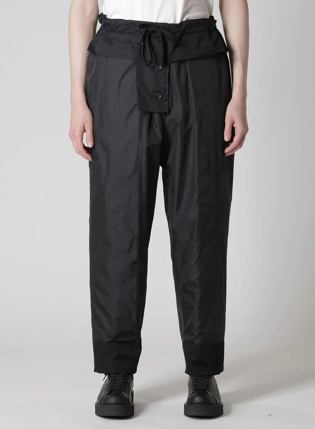 Wool Gabardine Tab Detail Padded Pants