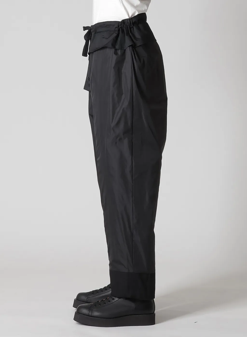 Wool Gabardine Tab Detail Padded Pants