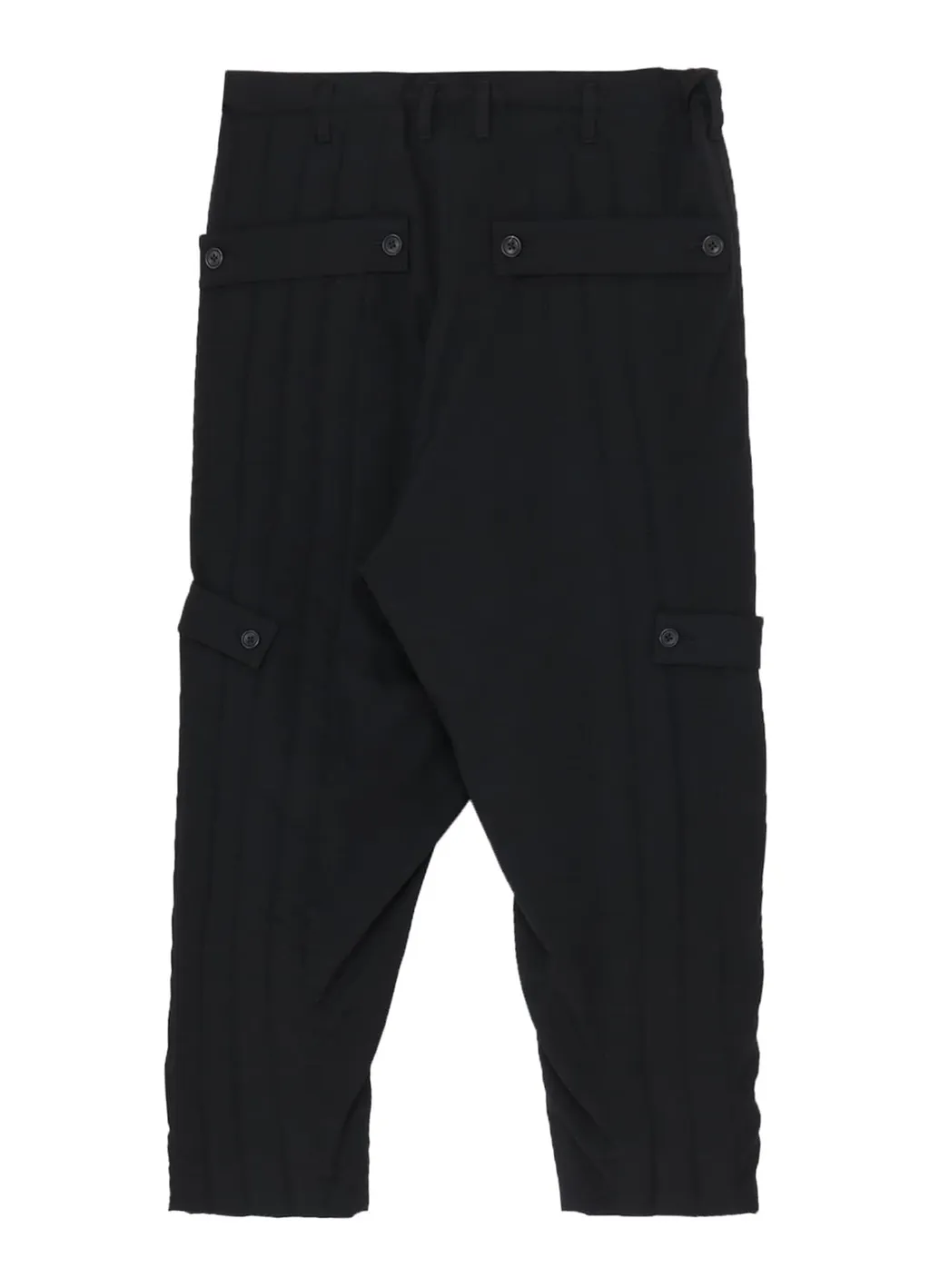 Wool Gabardine Tab Detail Padded Pants