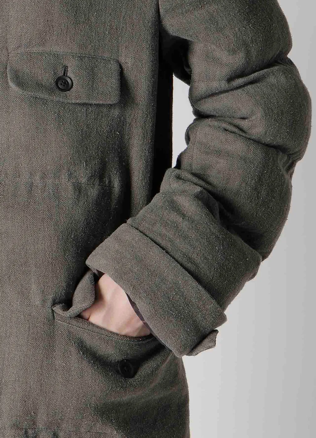 Silk Linen Inked 3 Buttons Horizontal Padded Jacket
