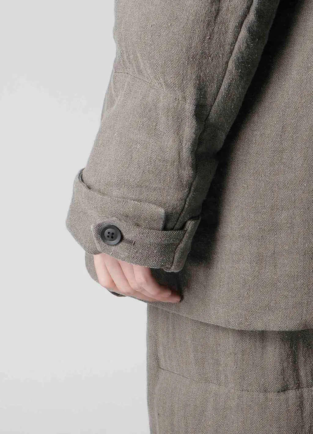 Silk Linen Inked 3 Buttons Horizontal Padded Jacket