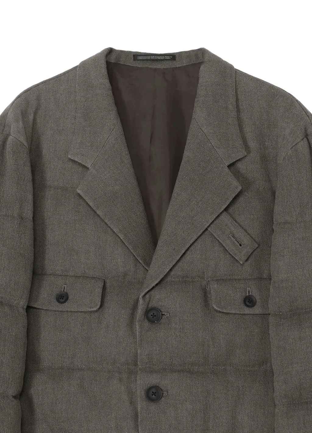 Silk Linen Inked 3 Buttons Horizontal Padded Jacket