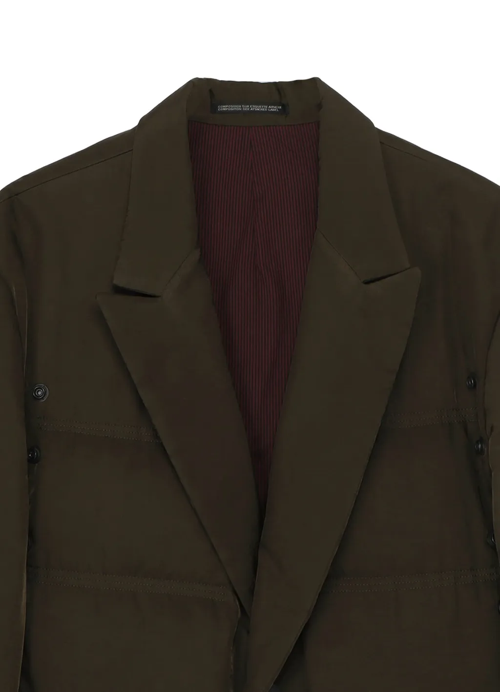 Khaki Cu Twill 2 Buttons Padded Long Jacket