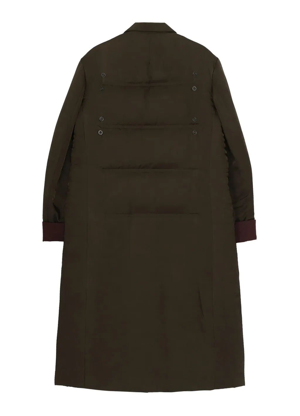 Khaki Cu Twill 2 Buttons Padded Long Jacket