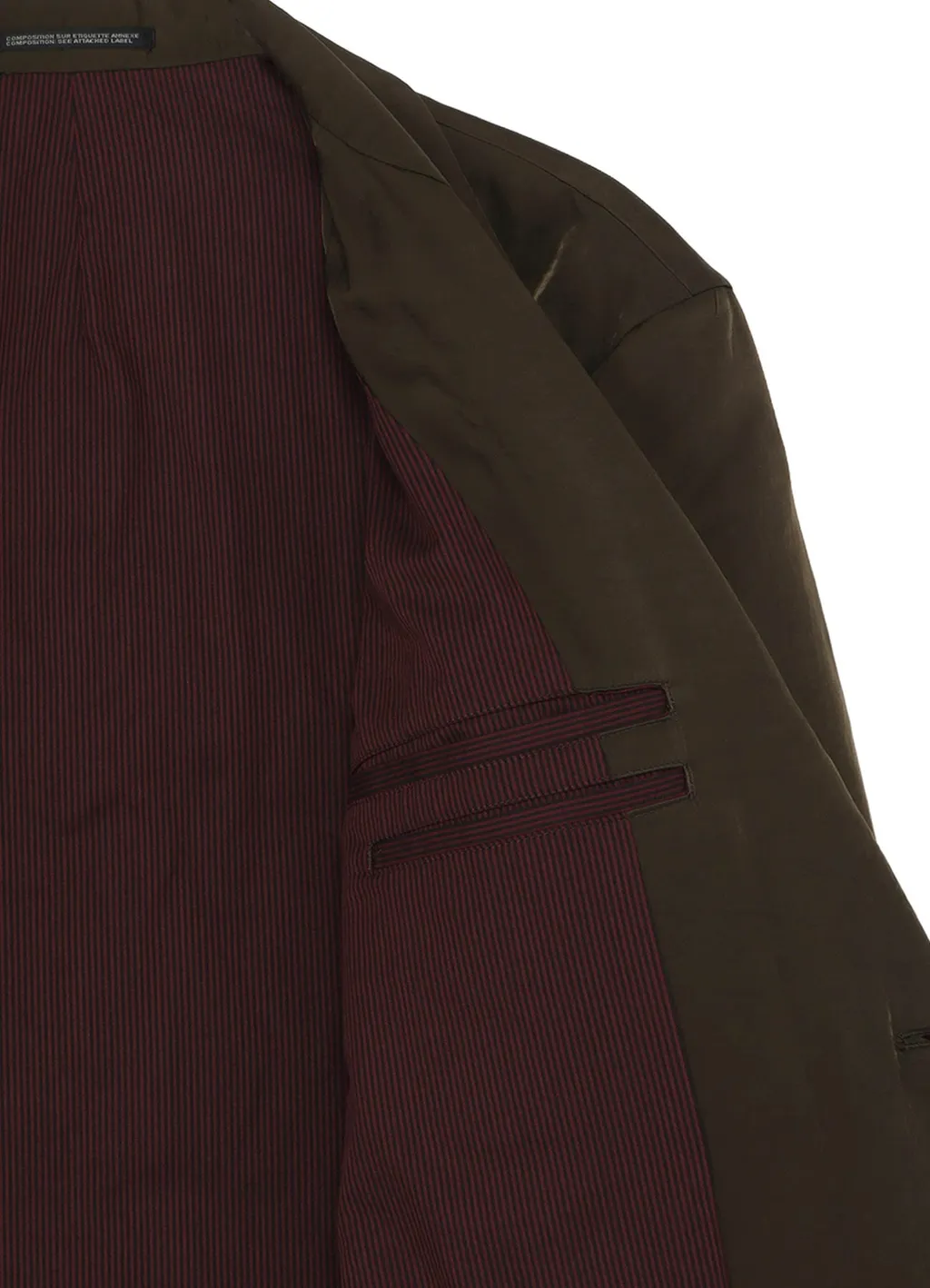Khaki Cu Twill 2 Buttons Padded Long Jacket