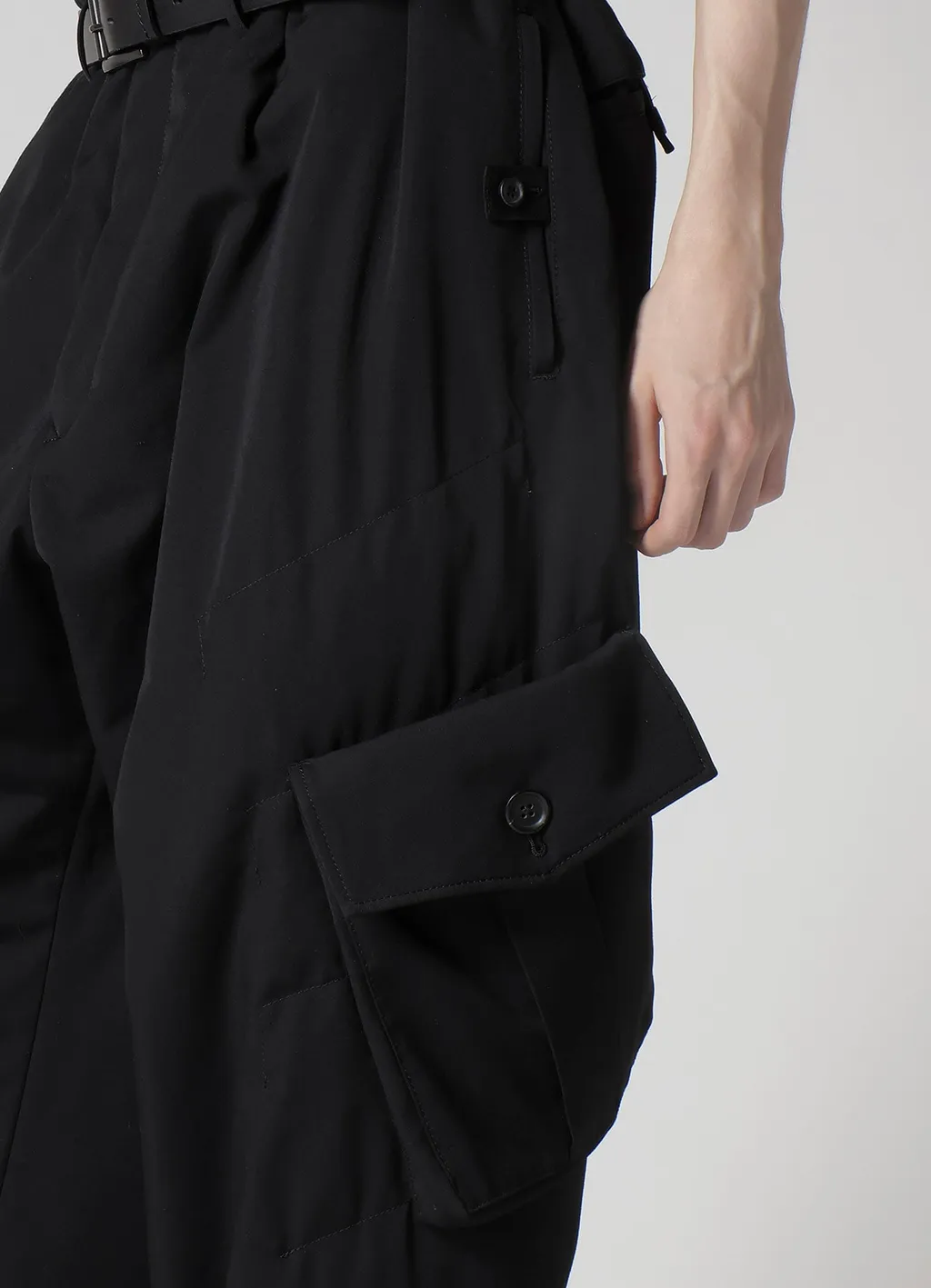 Wool Gabardine Pocket Detail Padded Pants