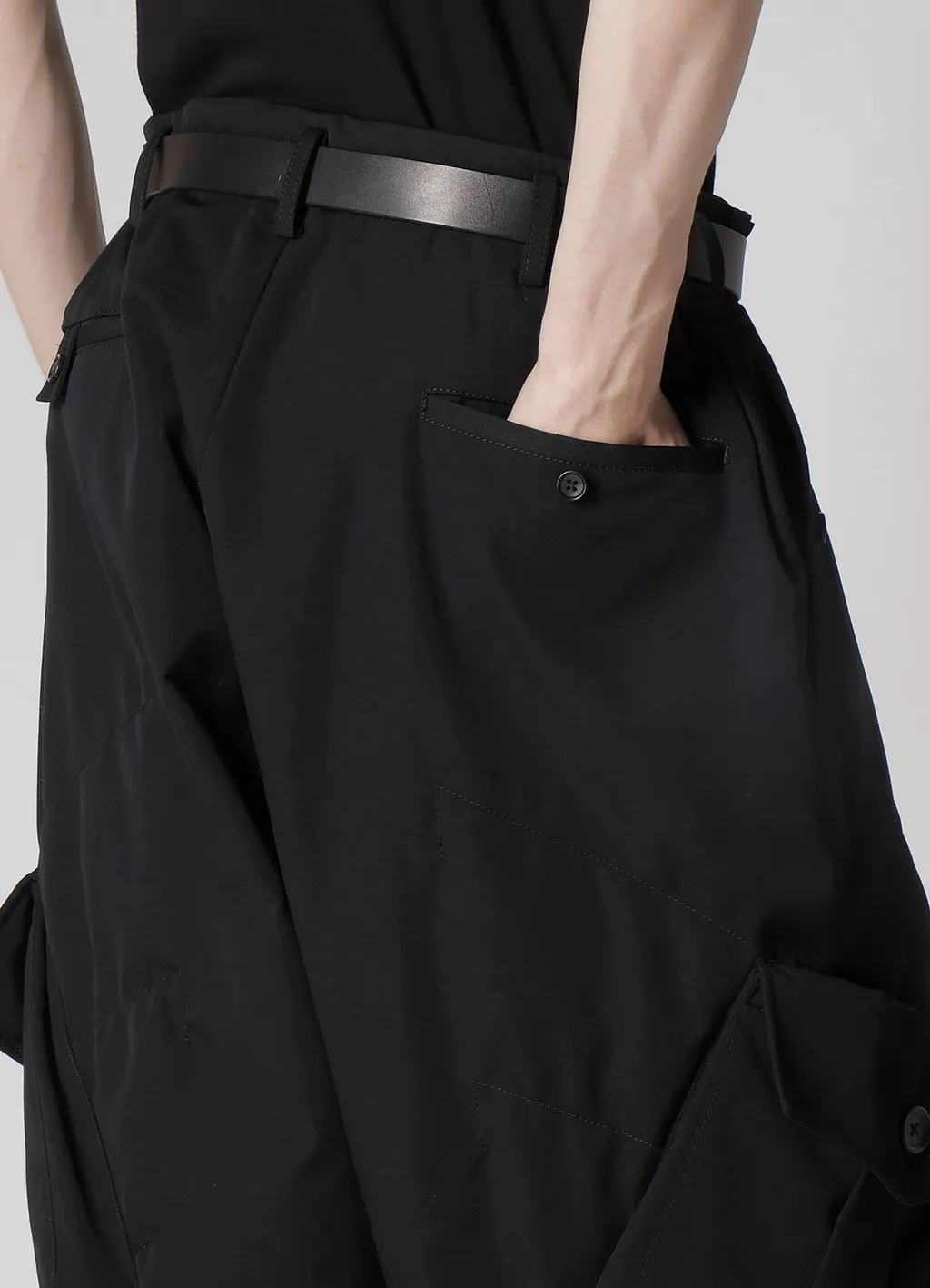 Wool Gabardine Pocket Detail Padded Pants