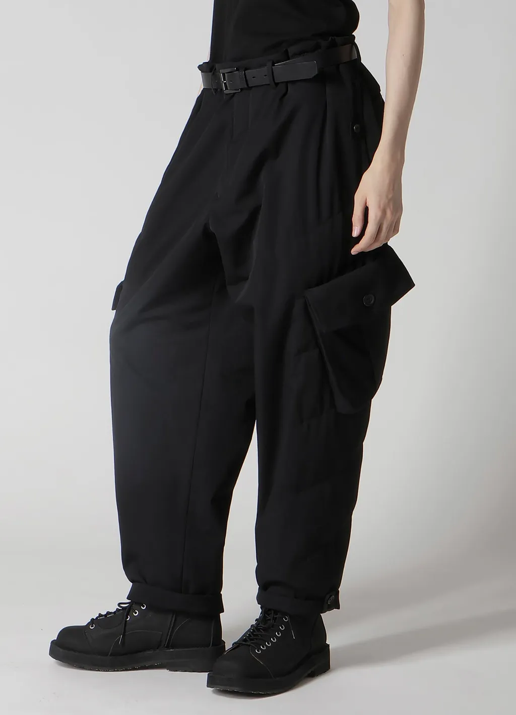Wool Gabardine Pocket Detail Padded Pants