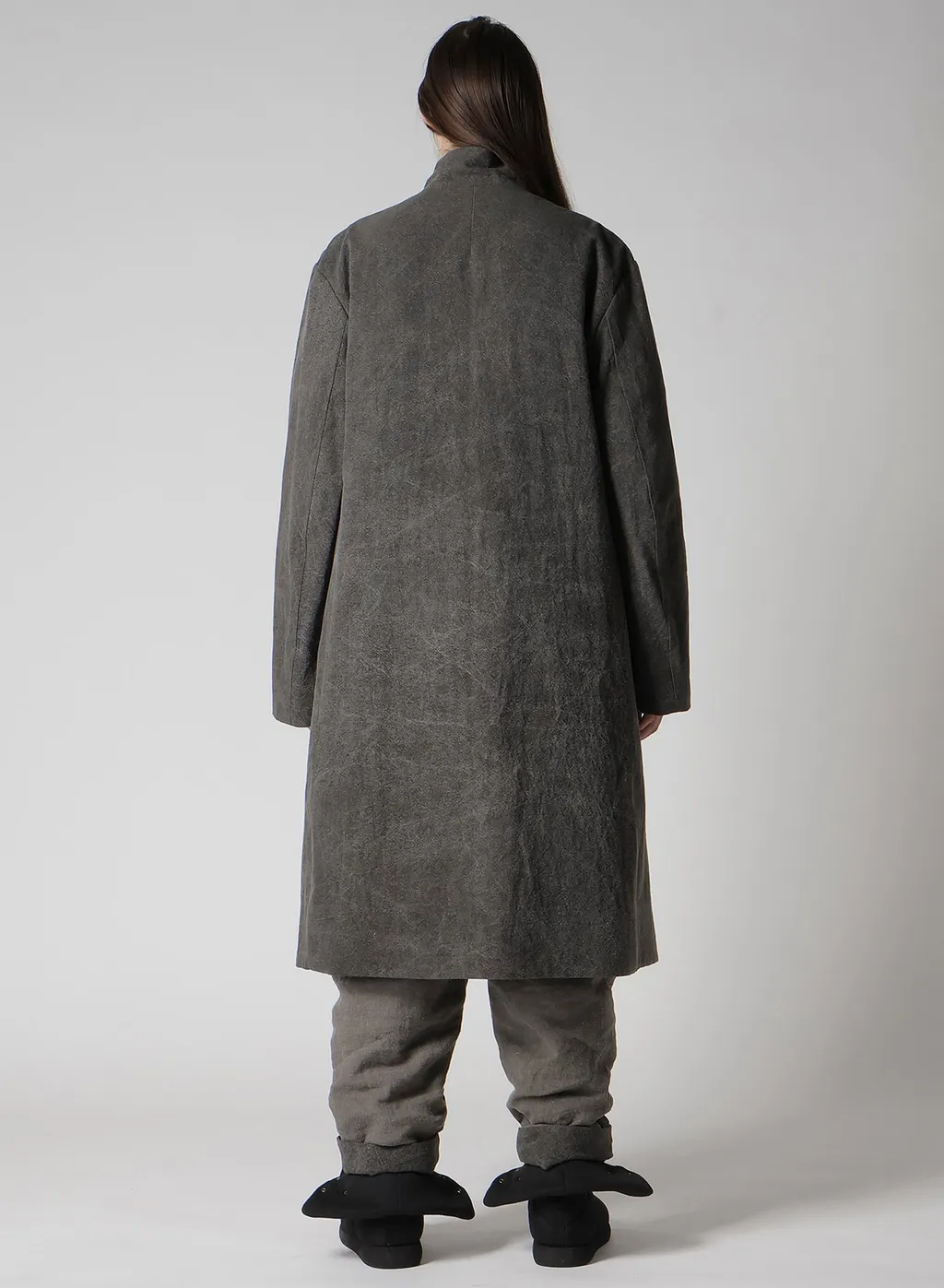 Silk Linen 3Buttons Diagonal Padded Long Jacket