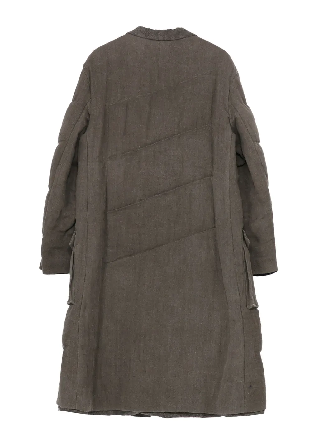 Silk Linen 3Buttons Diagonal Padded Long Jacket