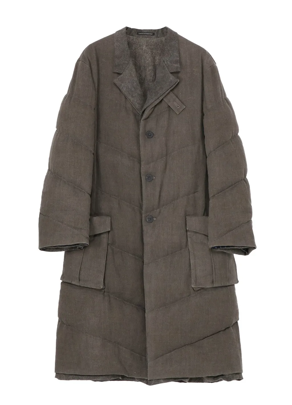 Silk Linen 3Buttons Diagonal Padded Long Jacket