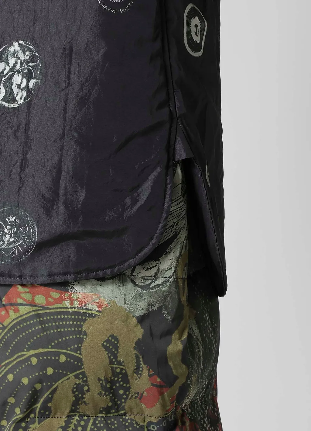 Button Printed Padded Collar Blouse