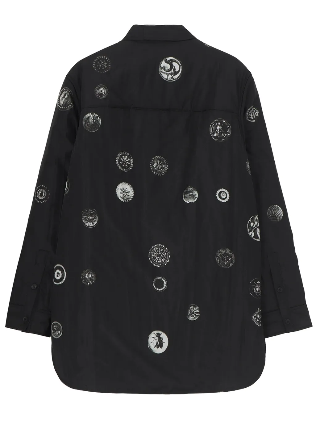 Button Printed Padded Collar Blouse