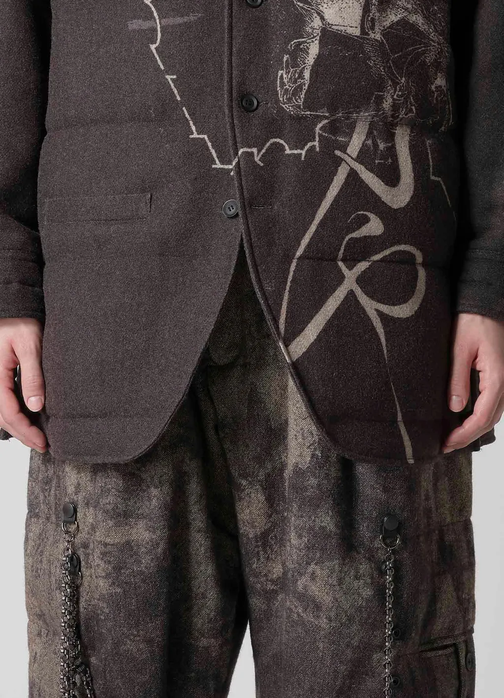 Wool Tweed Gusset Collar Padded Blouse