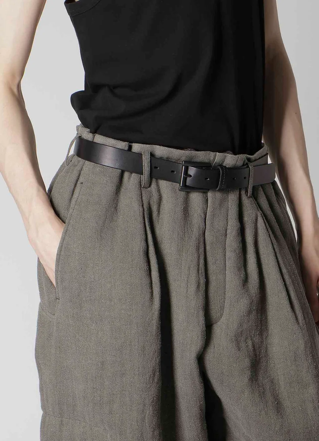 Silk Linen Knee Tab Padded Pants