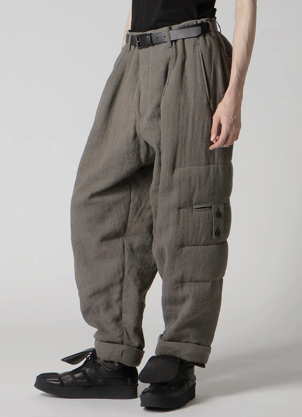 Silk Linen Knee Tab Padded Pants