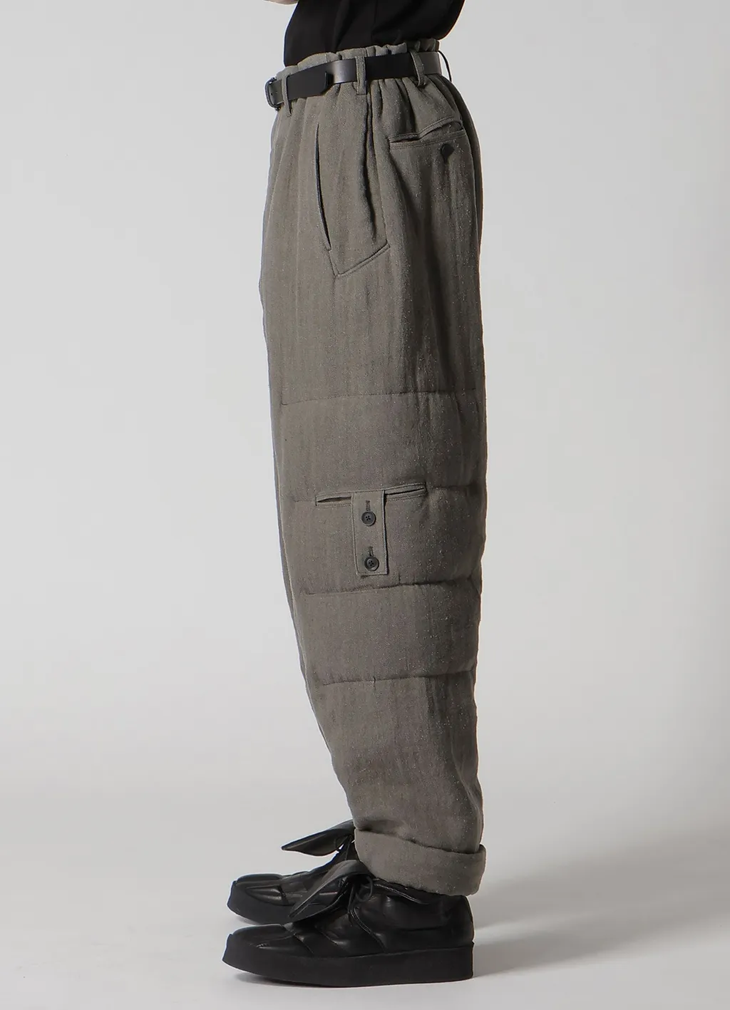 Silk Linen Knee Tab Padded Pants