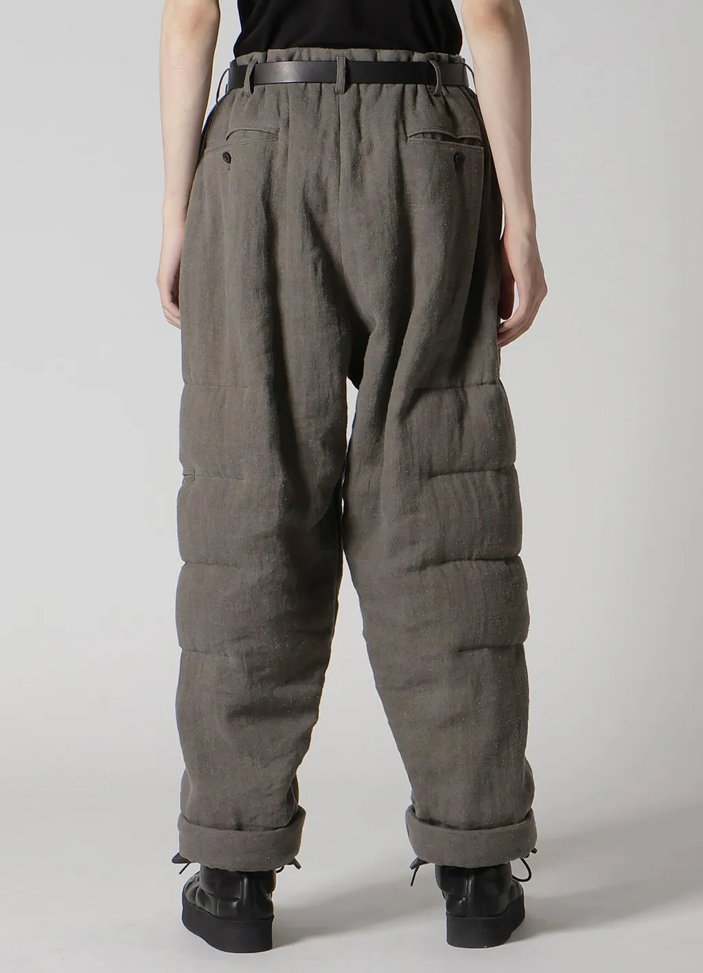 Silk Linen Knee Tab Padded Pants