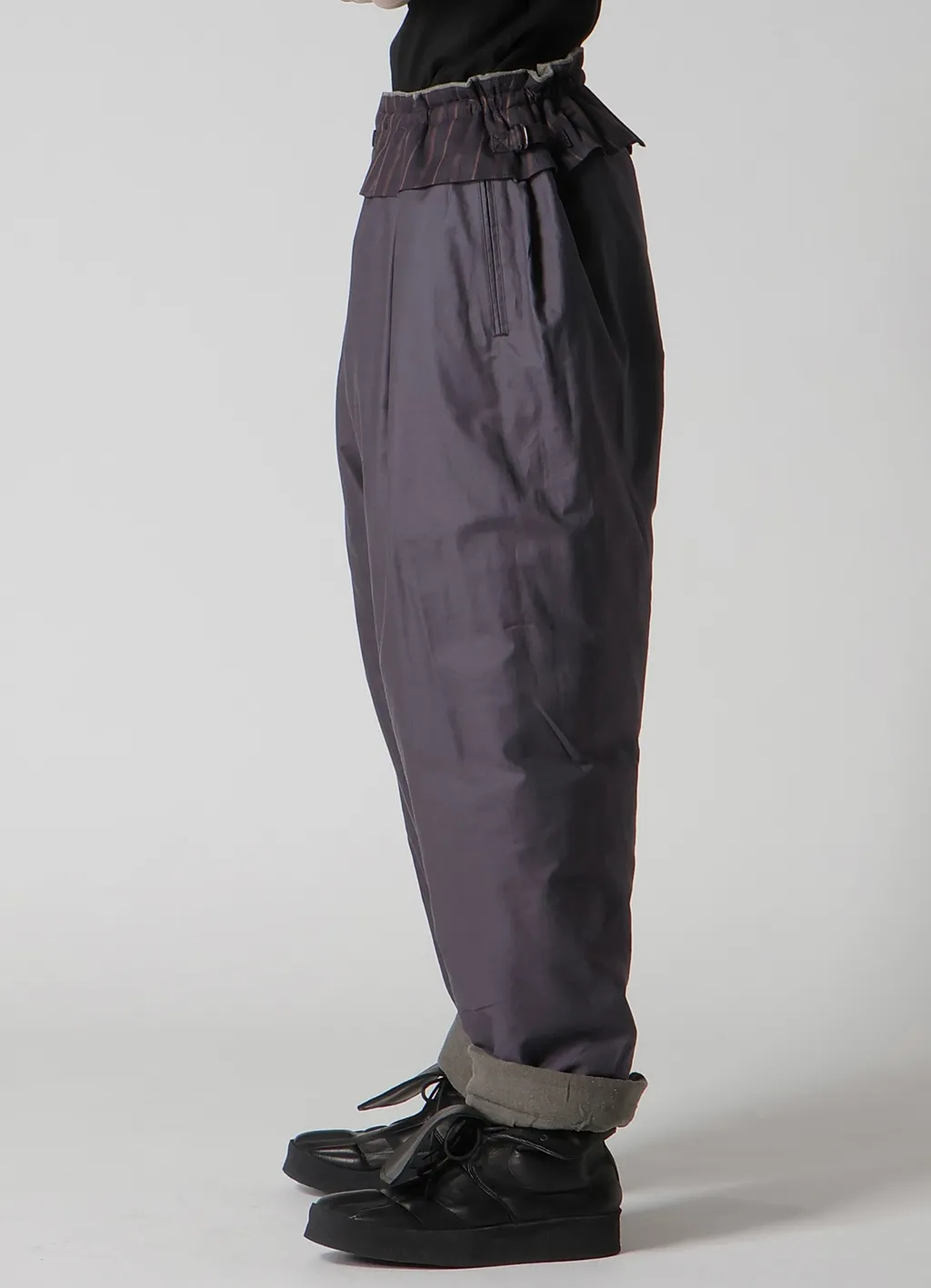 Silk Linen Knee Tab Padded Pants